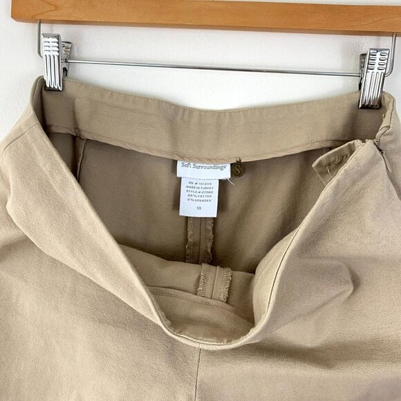 Soft Surroundings Pull On Chino Pants Women's Size 10 Tan High Rise Straight Leg - Picture 15 of 16